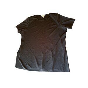 Exclusively‎ Misook Womens Black Short-Sleeve Top 2X Minimalist Shouder Pads